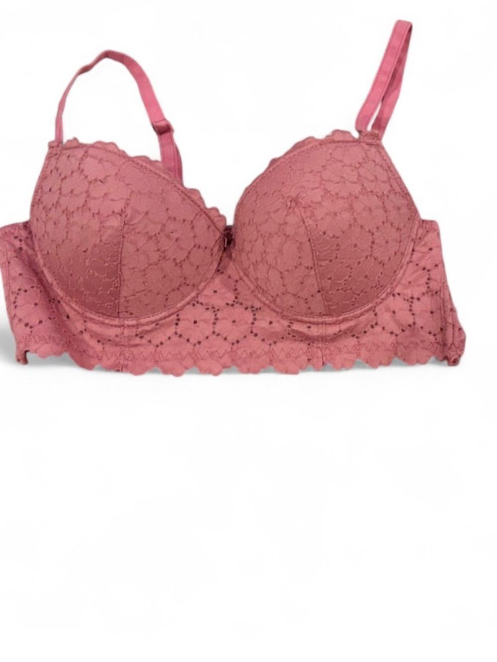 Laura Ashley Dusty Rose Lace Bralette Longline Bra Size 36C Feminine Intimates